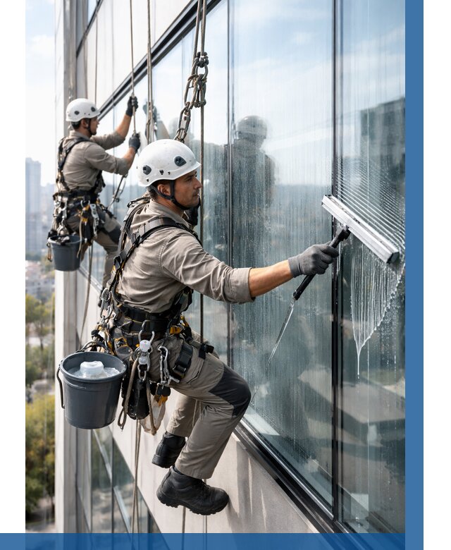 Мойка окон альпинистами в Гукове от 4620 р. | ВЫСОТНИК-Гкв