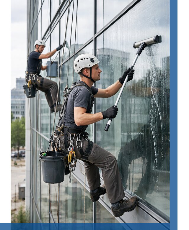 Мойка витражей альпинистами в Гукове от 719 р. под ключ|ВЫСОТНИК-Гкв