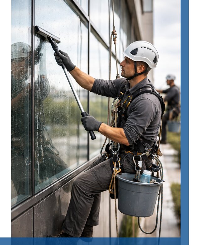 Мойка стеклянных фасадов в Гукове от 205 р. | ВЫСОТНИК-Гкв