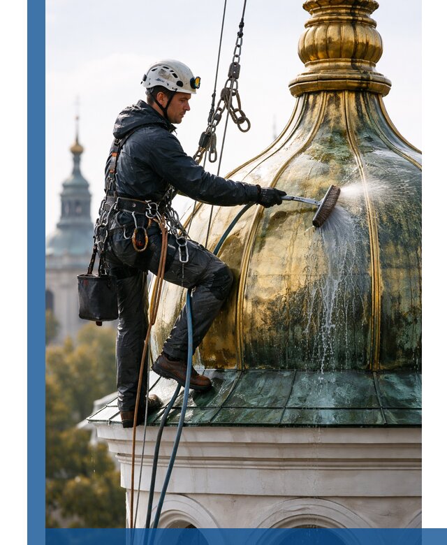 Профессиональная мойка куполов и шпилей высотными альпинистами в Гукове