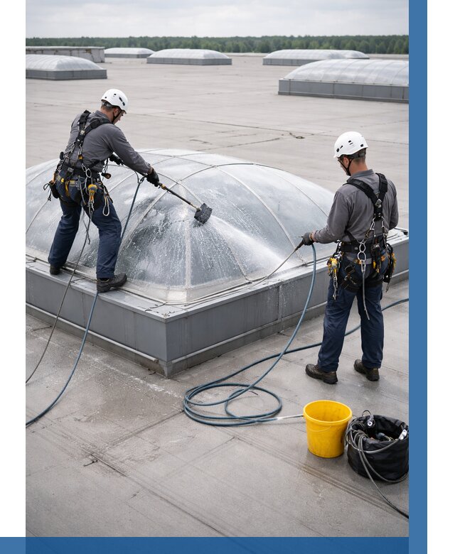 Мойка зенитных фонарей в Гукове, заказать от 4620 р. | ВЫСОТНИК-Гкв