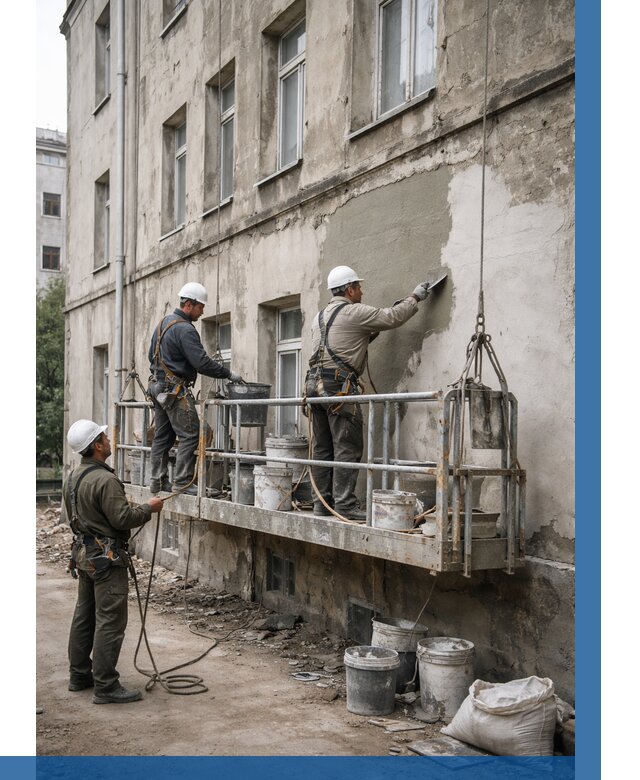 Капитальный ремонт фасада в Гукове от 4312 р. | ВЫСОТНИК-Гкв