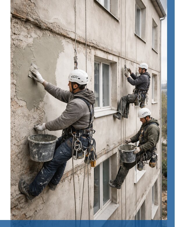 Ремонт штукатурного фасада в Гукове от 770 р. под ключ | ВЫСОТНИК-Гкв