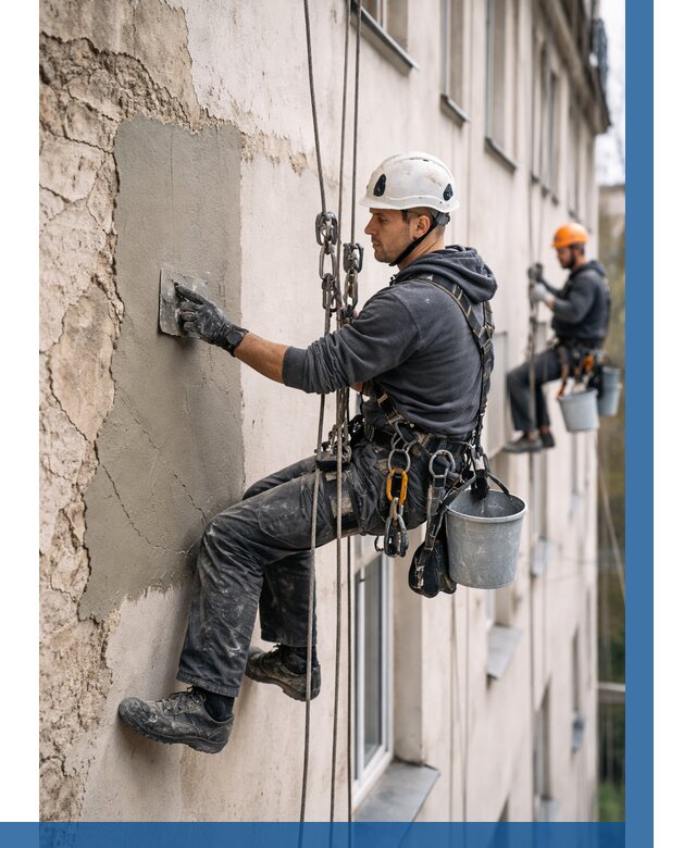 Восстановление штукатурки фасада в Гукове от 1232 р. | ВЫСОТНИК-Гкв