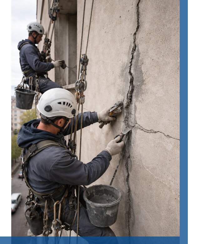 Заделка трещин на фасаде в Гукове от 924 р. | ВЫСОТНИК-Гкв