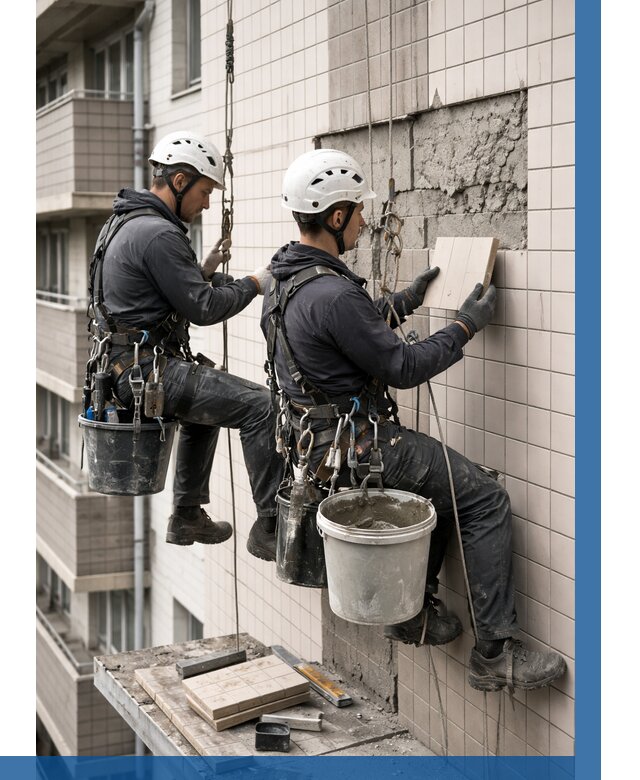 Ремонт облицовки фасада плиткой в Гукове от 1848 р. | ВЫСОТНИК-Гкв