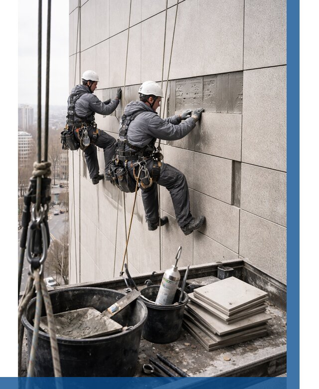 Ремонт фасада из керамогранита в Гукове от 2567 р. | ВЫСОТНИК-Гкв