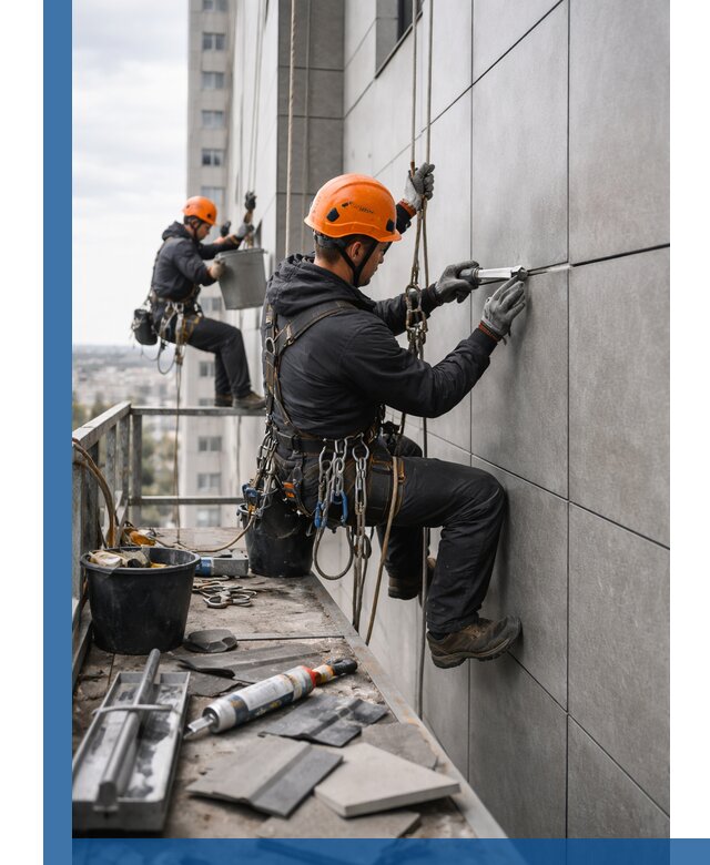 Профессиональный ремонт фасада из керамогранита в Гукове