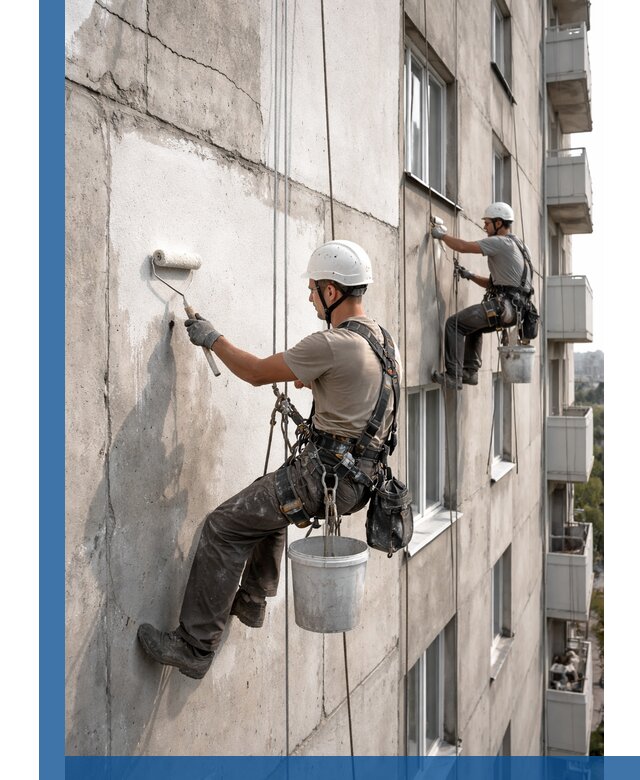 Покраска бетонного фасада в Гукове для жилых и промышленных объектов