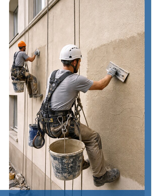 Декоративная штукатурка фасада в Гукове от 1232 р. | ВЫСОТНИК-Гкв