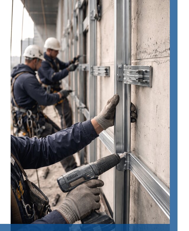 Монтаж подсистемы вентфасада в Гукове от 873 р. | ВЫСОТНИК-Гкв