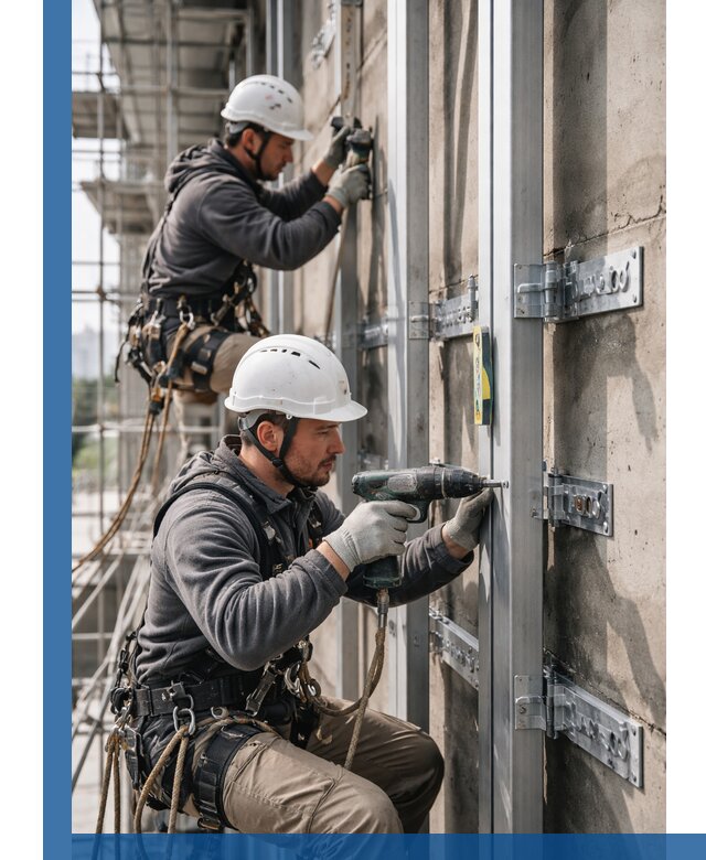 Монтаж и крепление подсистемы вентфасада в Гукове