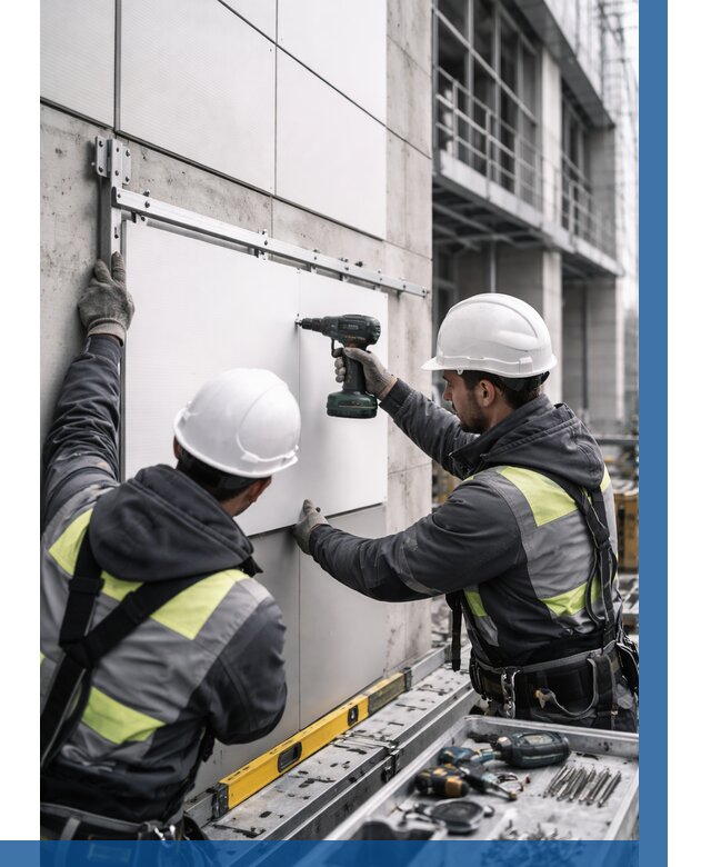 Монтаж композитных панелей фасада в Гукове от 2567 р. | ВЫСОТНИК-Гкв