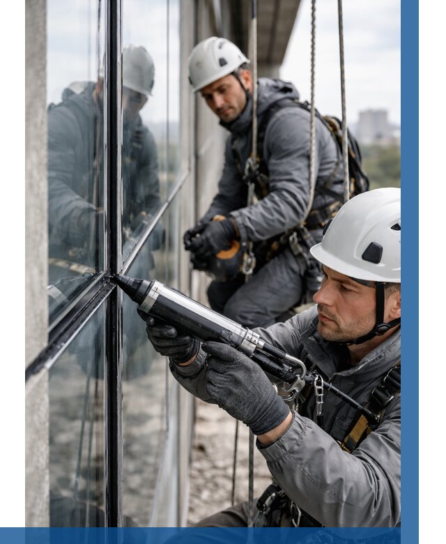 Герметизация витражных швов в Гукове от 667 р. | ВЫСОТНИК-Гкв