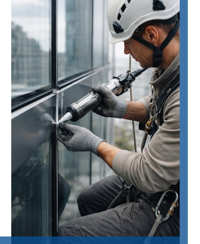 Герметизация стыков витража в Гукове от 1232 р. | ВЫСОТНИК-Гкв