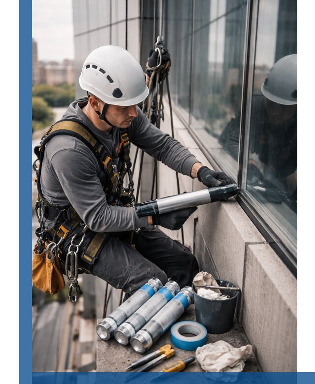Герметизация стыков витража в Гукове для герметичных фасадов