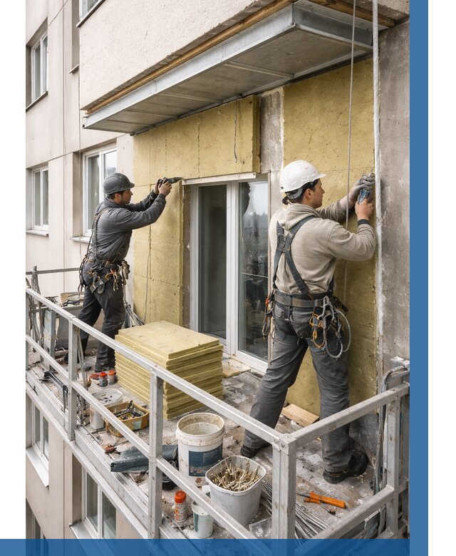 Утепление балкона снаружи в Гукове от 1643 р. под ключ ВЫСОТНИК-Гкв