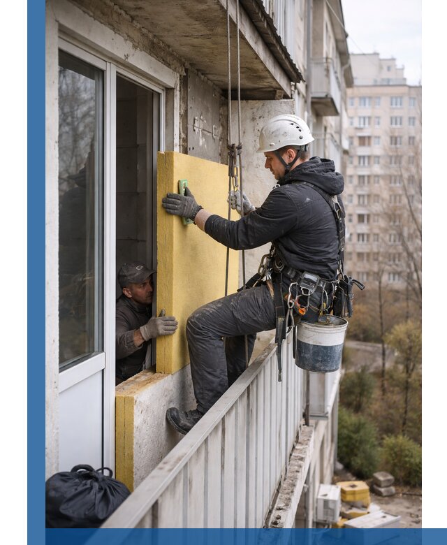 Профессиональное утепление балкона снаружи в Гукове под ключ
