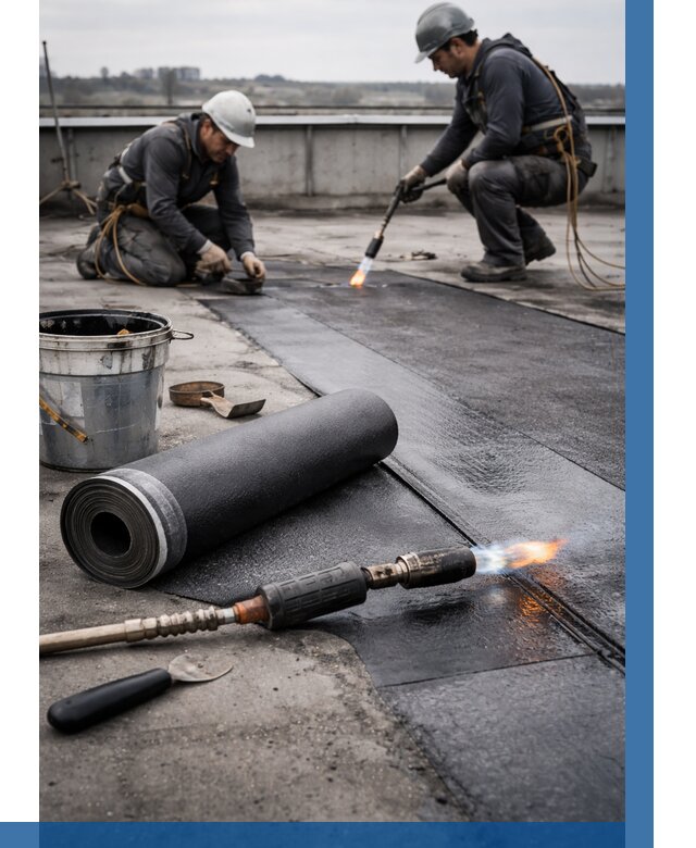 Ремонт рулонной кровли в Гукове от 667 р. | ВЫСОТНИК-Гкв