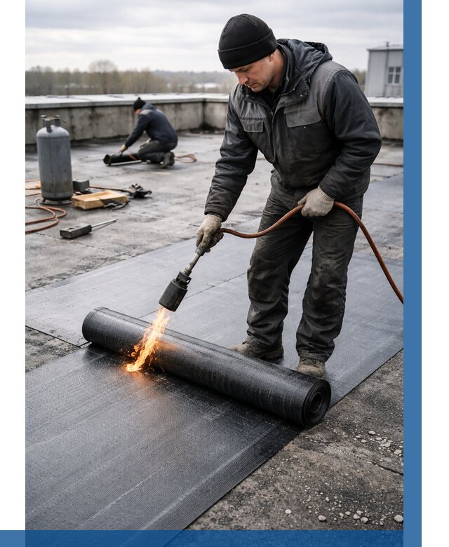 Ремонт наплавляемой кровли в Гукове от 719 р. | ВЫСОТНИК-Гкв