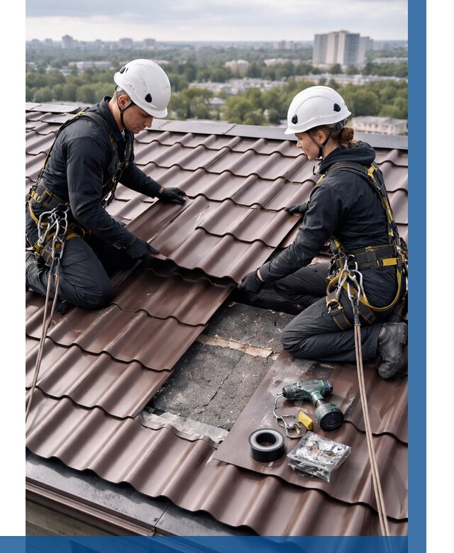 Ремонт металлочерепицы на крыше в Гукове от 924 р. | ВЫСОТНИК-Гкв