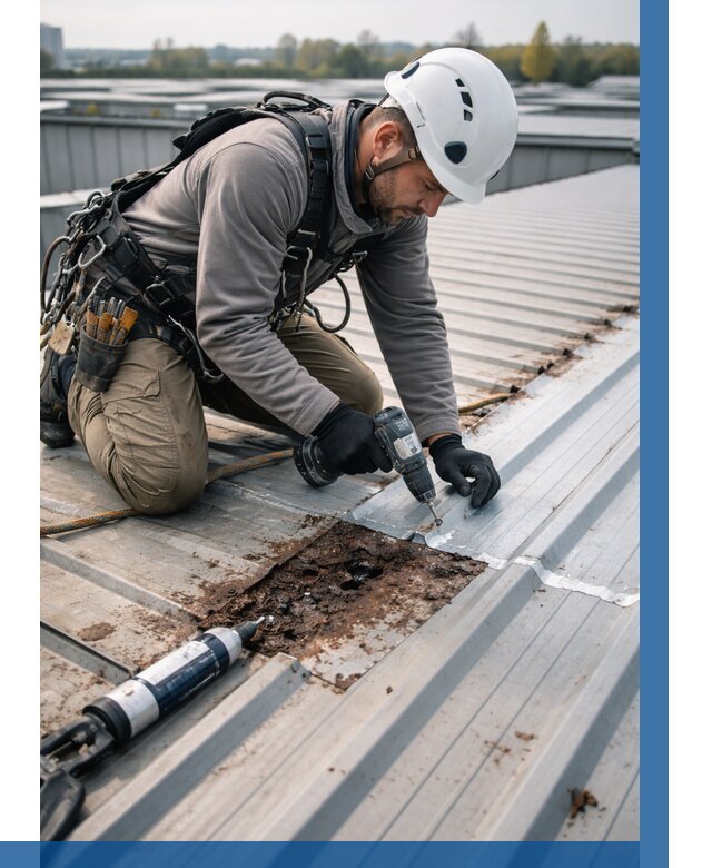 Ремонт профнастила на кровле в Гукове от 719 р. | ВЫСОТНИК-Гкв