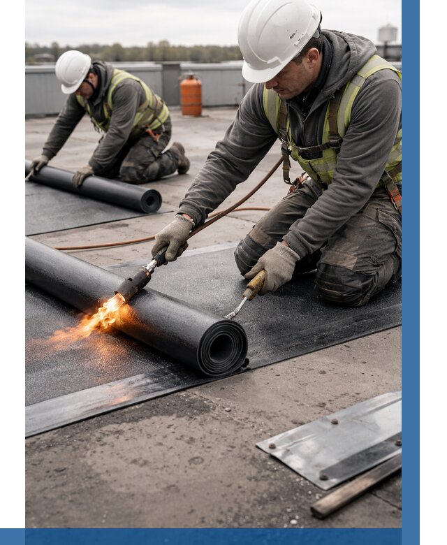 Монтаж наплавляемой кровли в Гукове от 873 р. — ВЫСОТНИК-Гкв