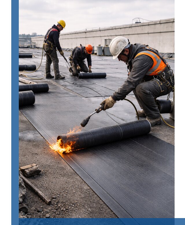 Монтаж наплавляемой кровли в Гукове профессионально