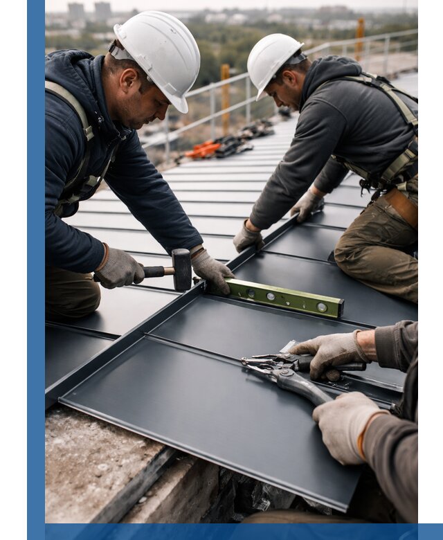 Монтаж фальцевой кровли в Гукове для промышленных зданий