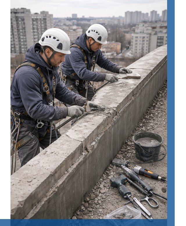 Ремонт парапета на кровле в Гукове от 1540 р. | ВЫСОТНИК-Гкв