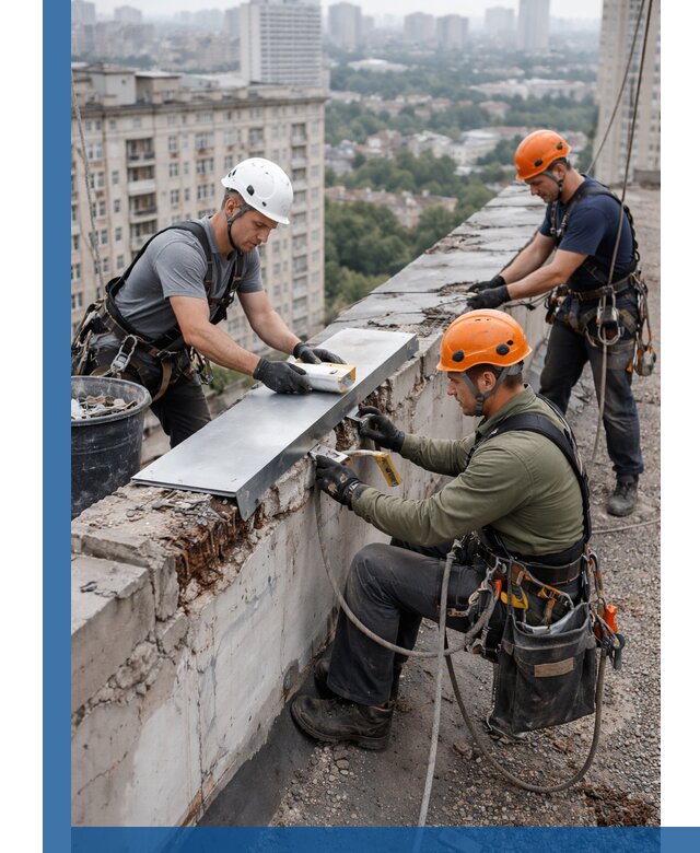 Ремонт парапета на кровле в Гукове, высотные работы с гарантией