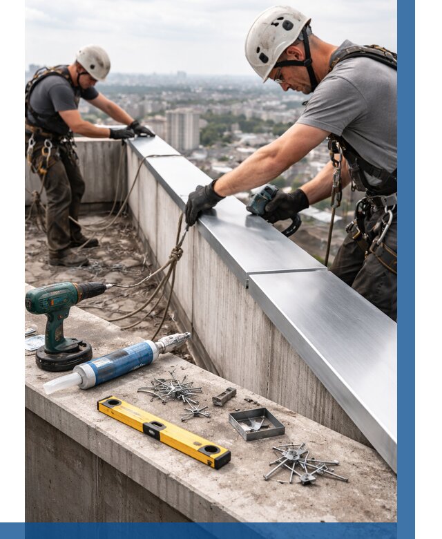 Монтаж парапетных крышек в Гукове от 821 р. | ВЫСОТНИК-Гкв