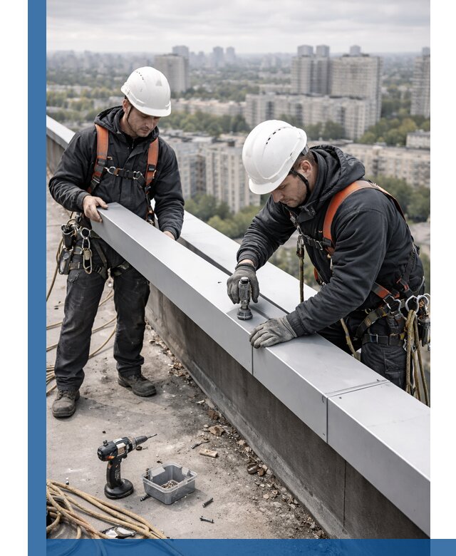 Монтаж парапетных крышек и ограждений кровли в Гукове