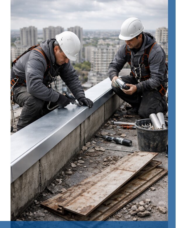 Замена парапетных крышек под ключ в Гукове от 1232 р. | ВЫСОТНИК-Гкв