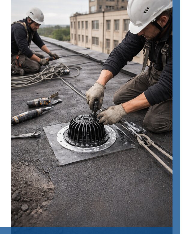 Установка водосточных воронок в Гукове цена от 3593 р. | ВЫСОТНИК-Гкв