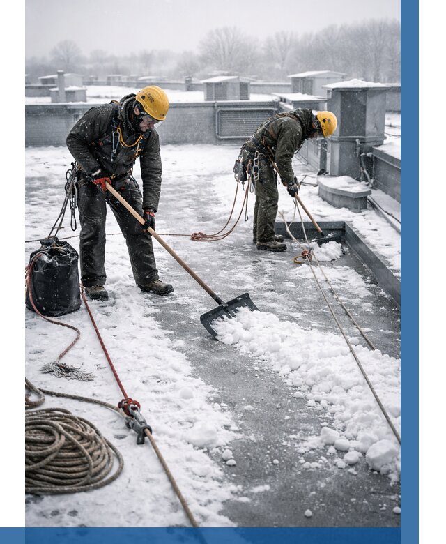 Очистка крыши от снега в Гукове от 7700 р. | ВЫСОТНИК-Гкв