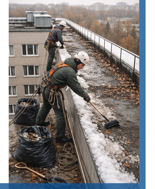 Очистка кровли по периметру в Гукове от 565 р. | ВЫСОТНИК-Гкв