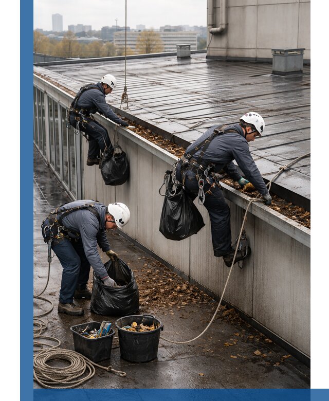 Очистка кровли по периметру в Гукове силами промышленных альпинистов