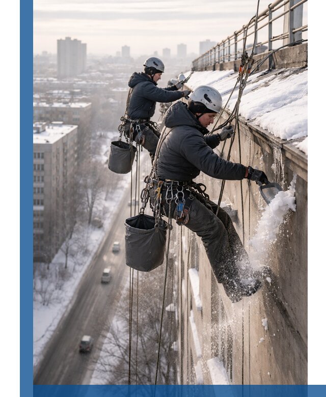 Очистка карнизов от снега в Гукове профессионально и безопасно