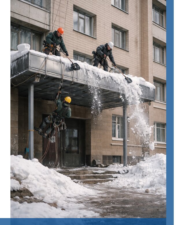 Очистка козырьков от снега в Гукове от 3593 р. | ВЫСОТНИК-Гкв