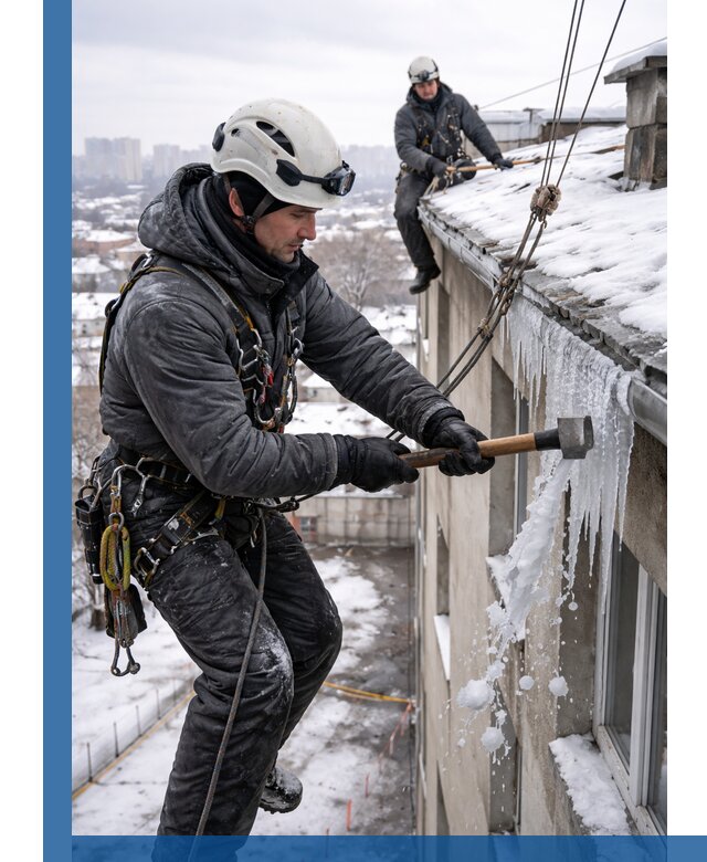 Сбивание и удаление сосулек с крыши в Гукове безопасно