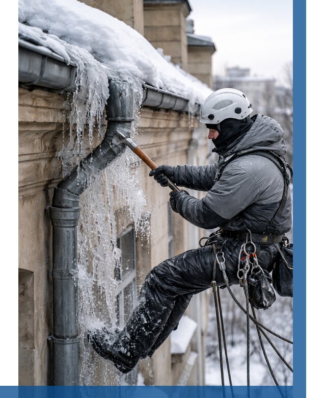 Очистка водостоков от льда в Гукове от 3593 р. | ВЫСОТНИК-Гкв