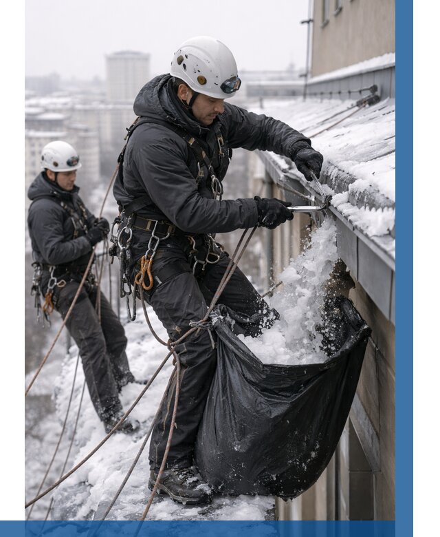 Аварийная очистка крыши в Гукове под ключ от 308 р. | ВЫСОТНИК-Гкв