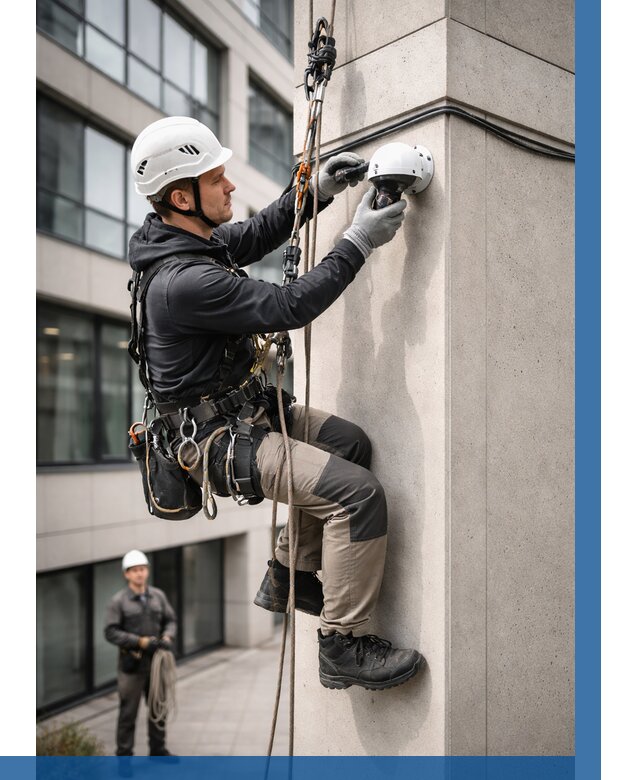 Монтаж камер видеонаблюдения на фасаде в Гукове от 8726 р.-ВЫСОТНИК-Гкв