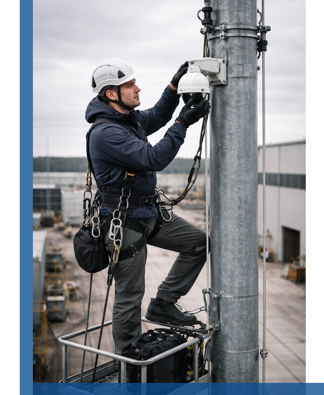 Профессиональная установка видеокамер на мачте в Гукове