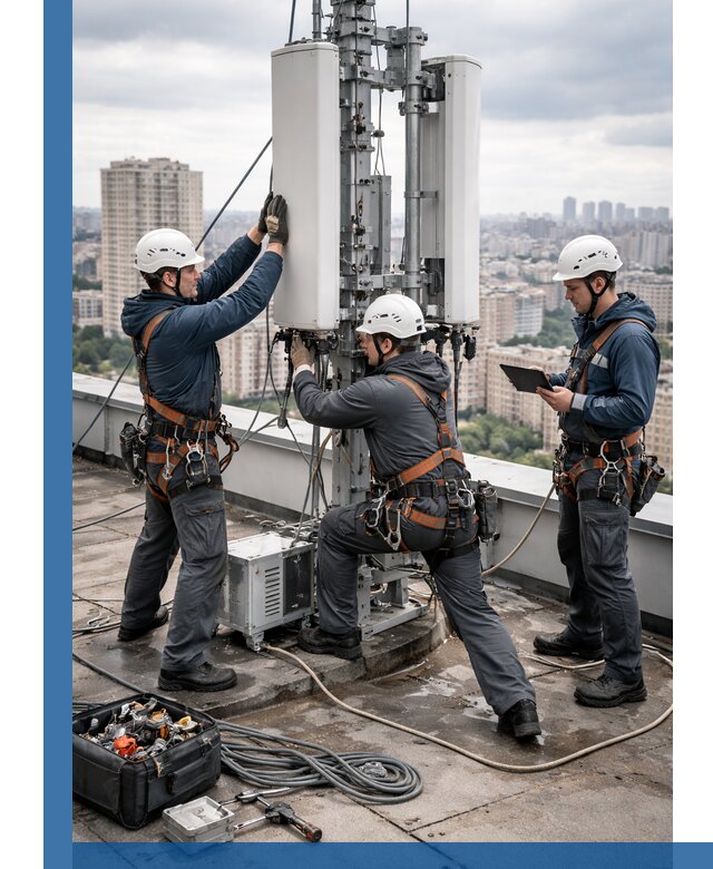 Монтаж антенн связи на крыше в Гукове с вводом в эксплуатацию