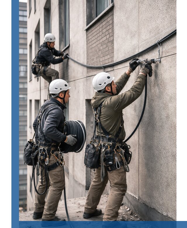 Прокладка кабеля по фасаду в Гукове, профессиональный монтаж