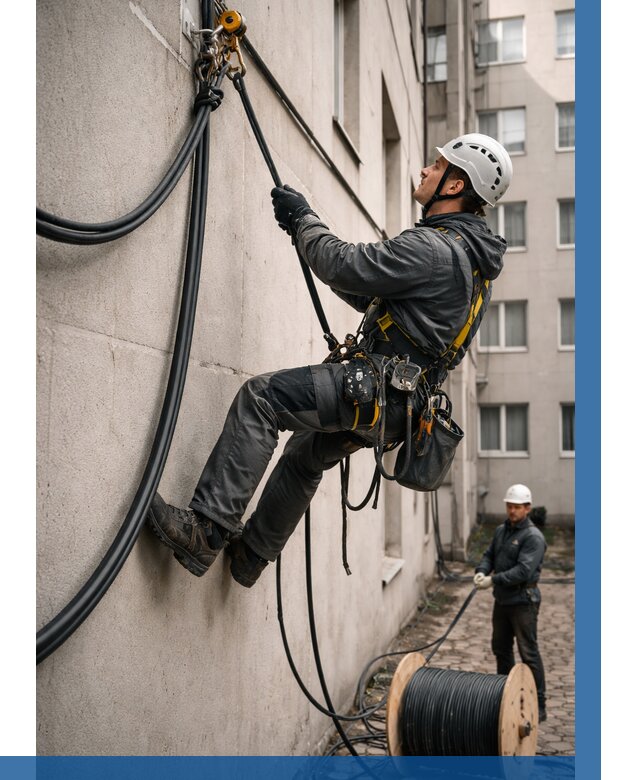 Протяжка кабеля питания на высоте в Гукове от 462 р. | ВЫСОТНИК-Гкв