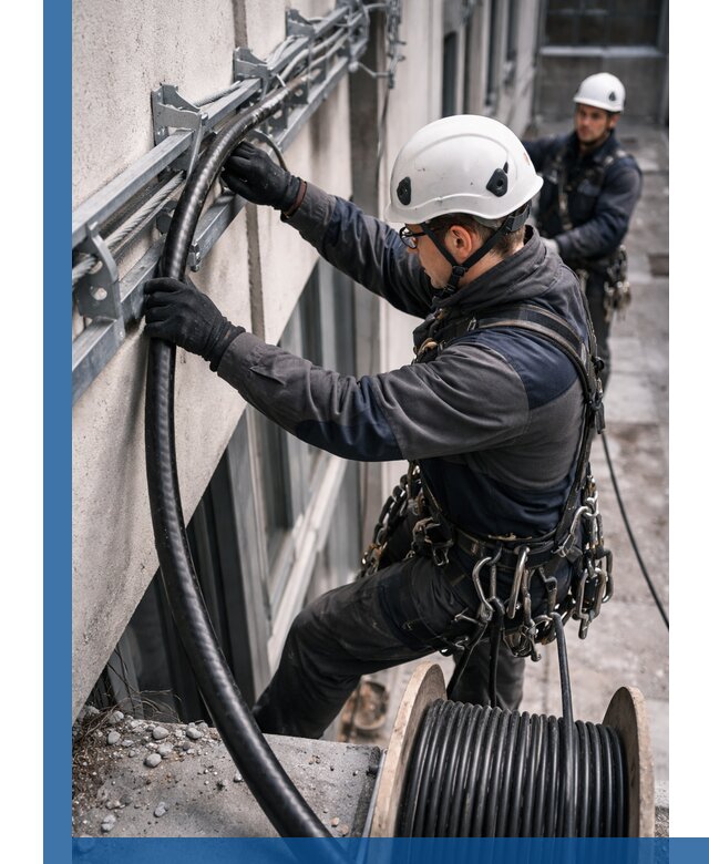 Протяжка кабеля питания на высоте в Гукове с гарантией безопасности и качества