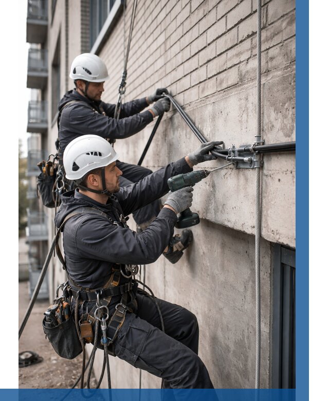 Крепление кабеля на фасаде в Гукове от 359 р. | ВЫСОТНИК-Гкв